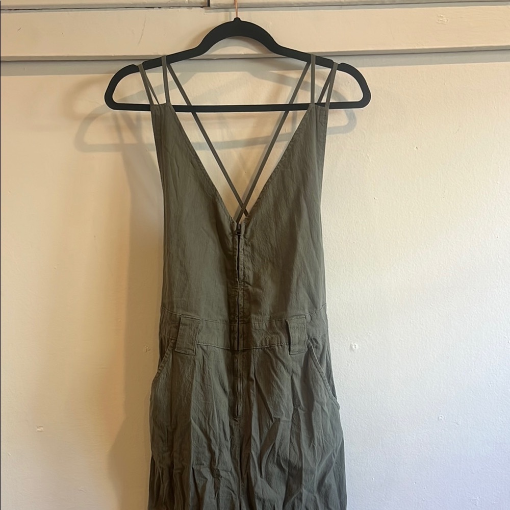 Olive Green Sleeveless, Open Back Jumpsuit